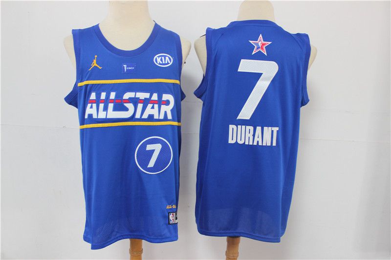 Men Brooklyn Nets 7 Durant Blue NBA 2020-2021 All Star Jersey